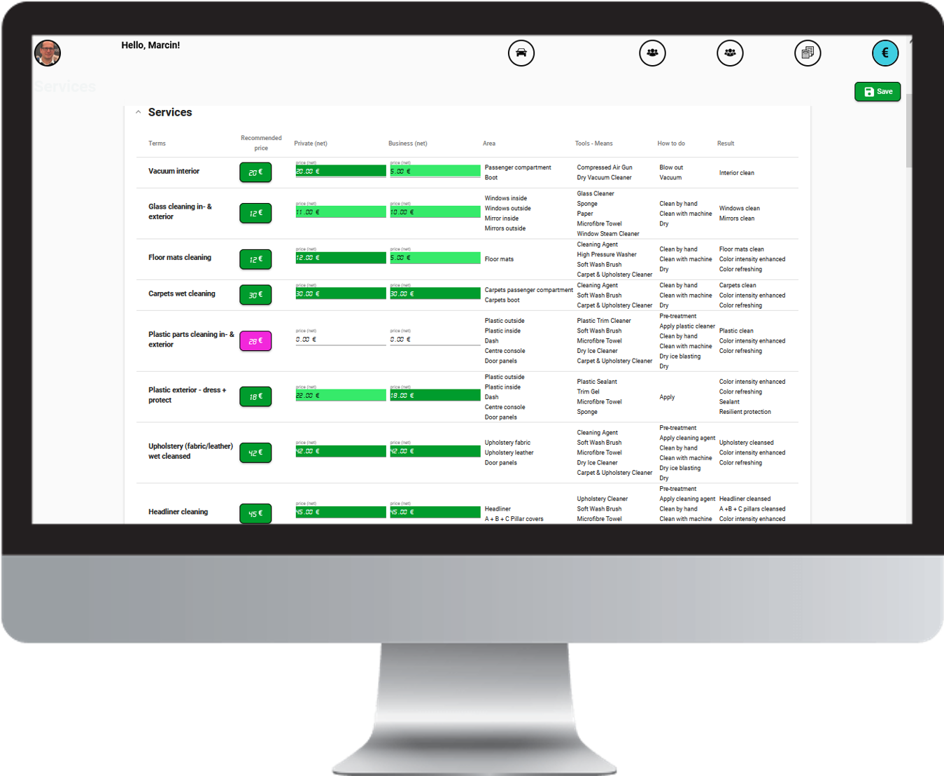 CAROLINE Screen EN 2 Pricing